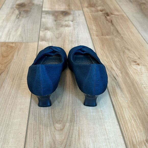 Abella EUC Black Fabric Peep Toe Dress Shoes Kitten Heel Size 8 - Picture 5 of 15